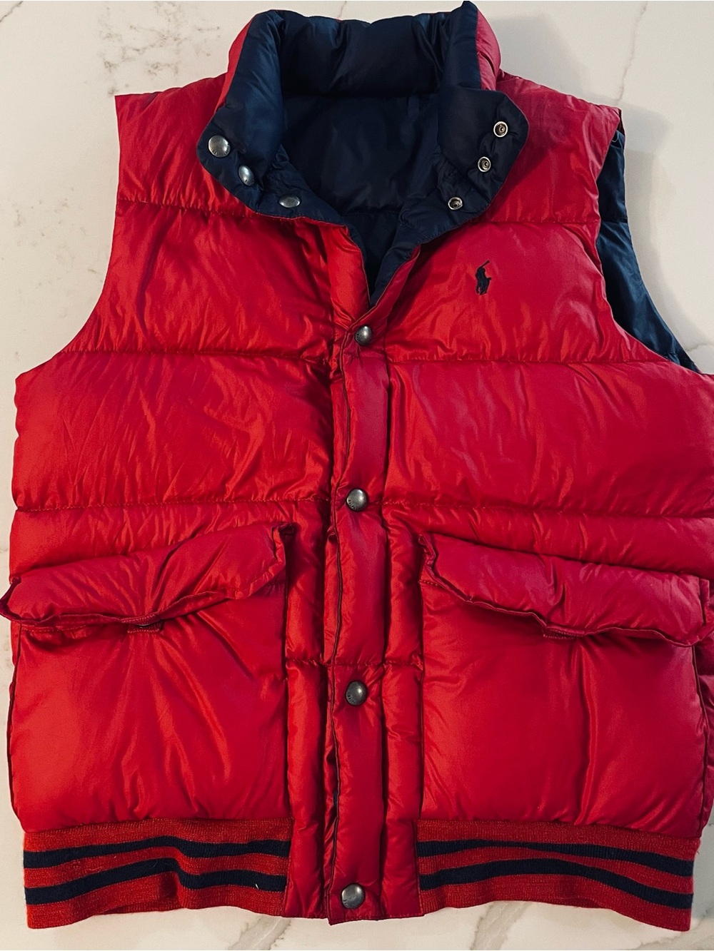 Polo by Ralph Lauren Red\Blue Reversible Down Puffer Vest size L
